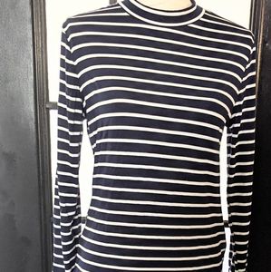 Navy & White Striped Long Sleeved  Shirt